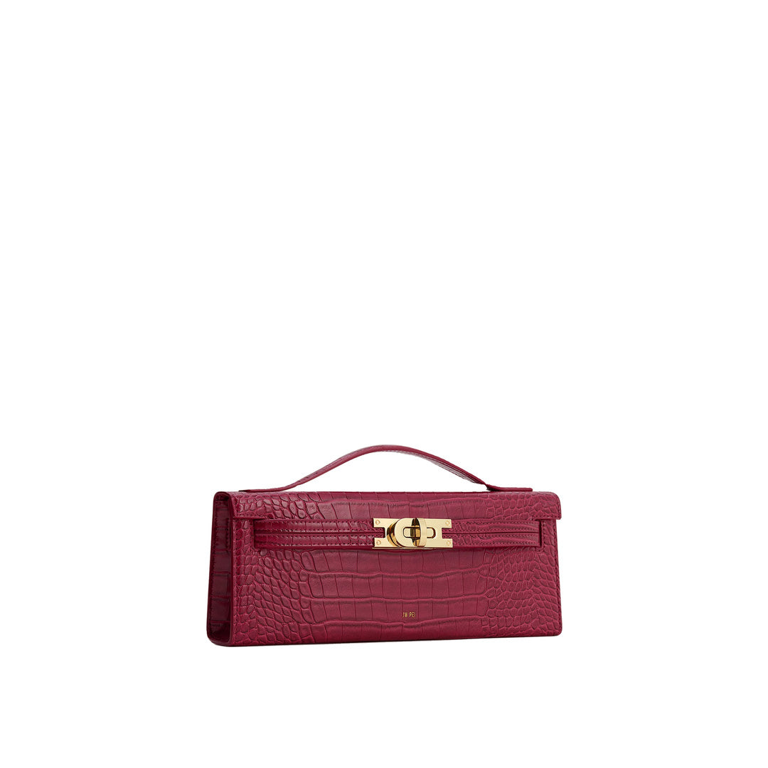 JW PEI Bria Structured Top Handle Bag - Burgundy Croc