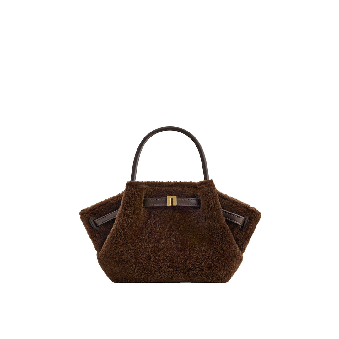 JW PEI Hana Mini Faux Fur Tote Bag - Dark Brown