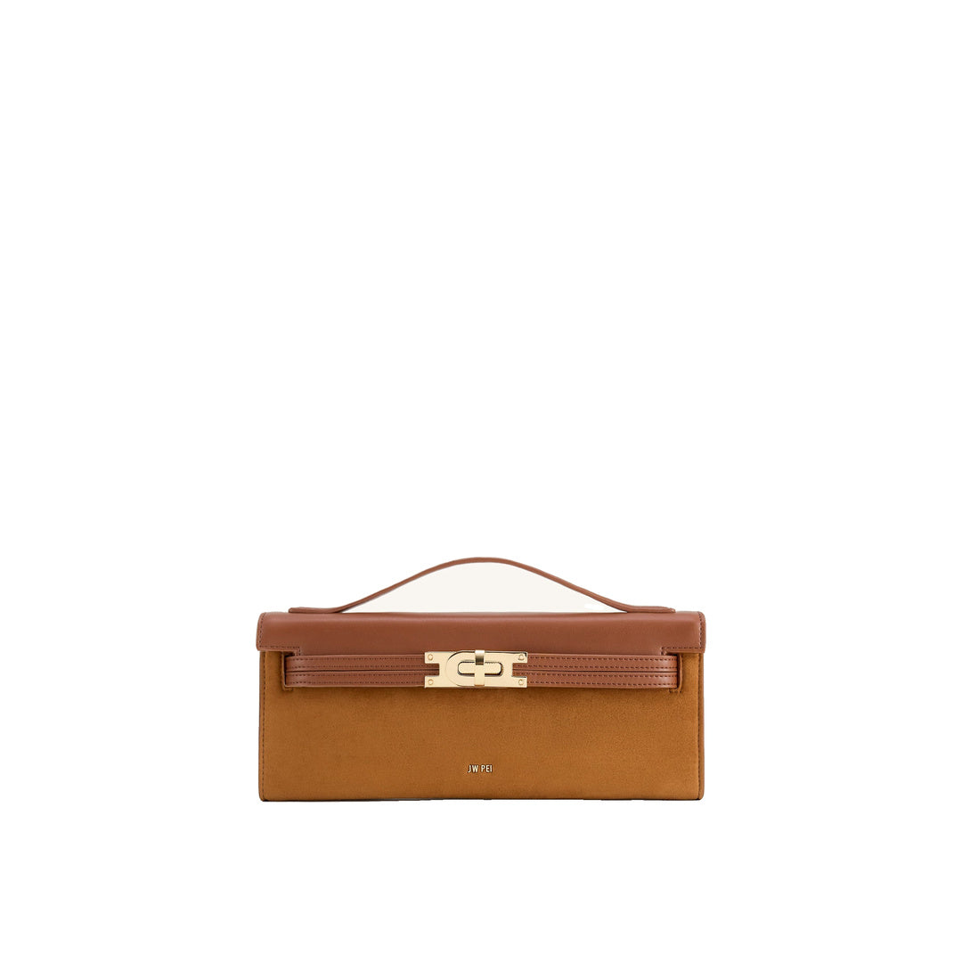 JW PEI Bria Faux Suede Structured Top Handle Bag - Brown
