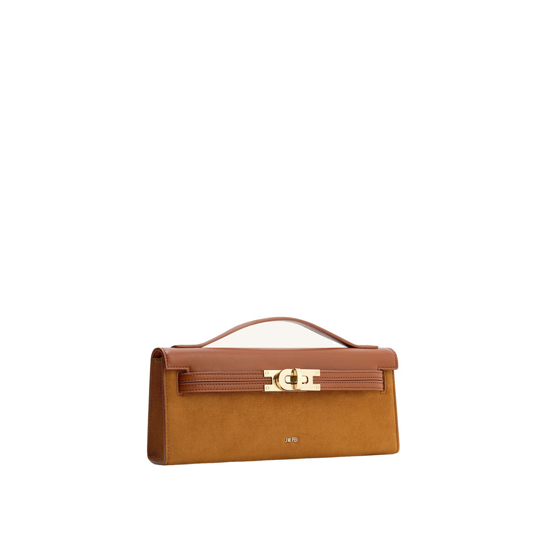 JW PEI Bria Faux Suede Structured Top Handle Bag - Brown