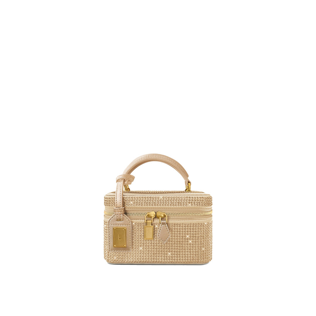 JW PEI Cleo Artificial Crystal Box Shape Top Handle Bag - Champagne