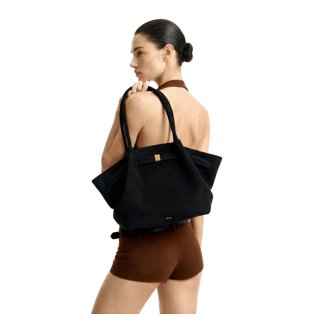 JW PEI Hana Medium Faux Suede Tote Bag - Black