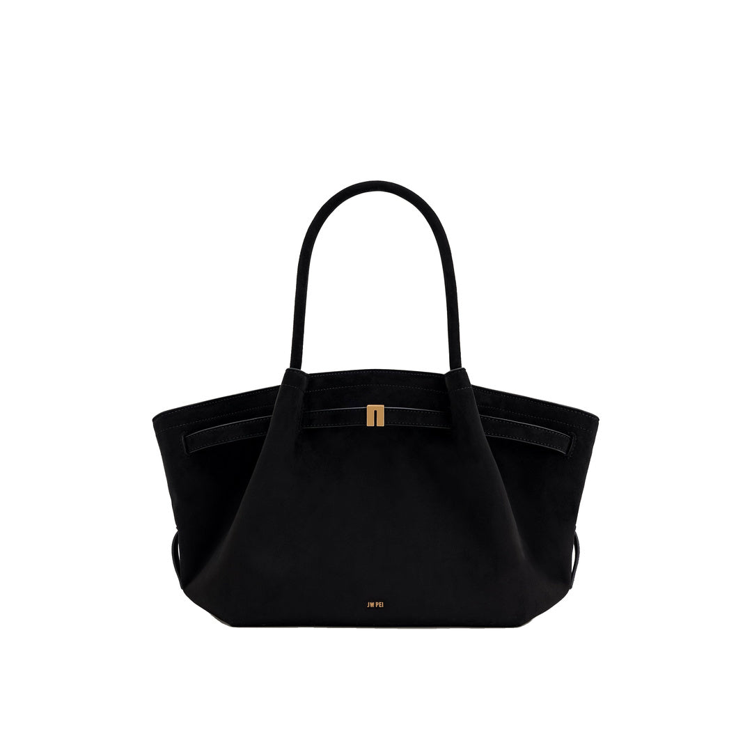 JW PEI Hana Medium Faux Suede Tote Bag - Black