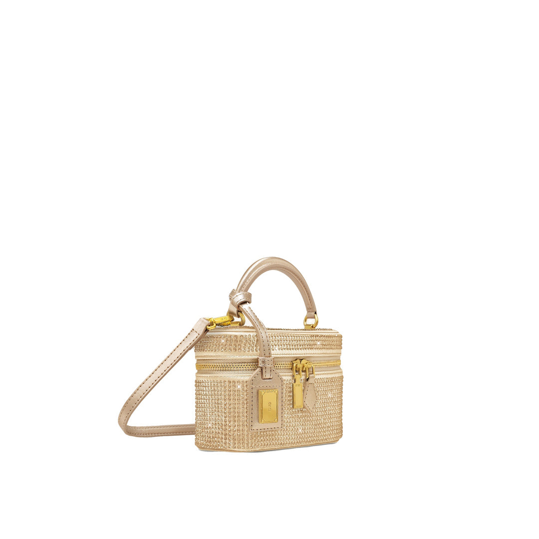 JW PEI Cleo Artificial Crystal Box Shape Top Handle Bag - Champagne
