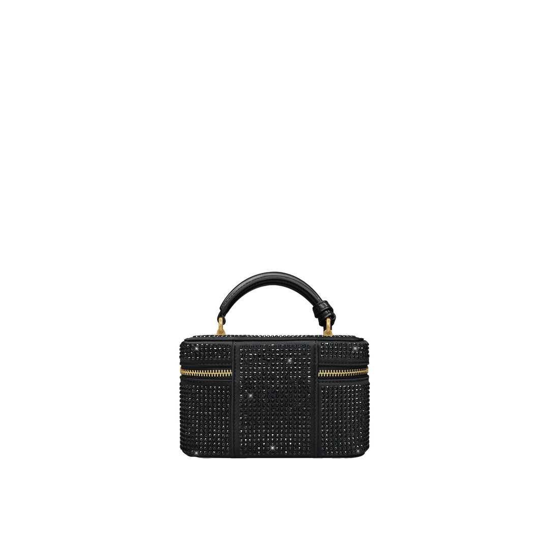 JW PEI Cleo Artificial Crystal Box Shape Top Handle Bag - Black
