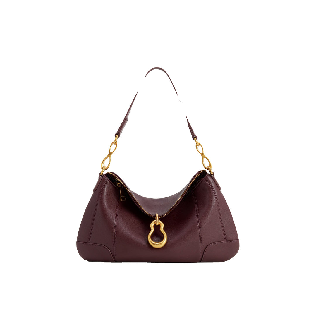JW PEI Jayla Metal Pendant Embellished Shoulder Bag - Deep Burgundy