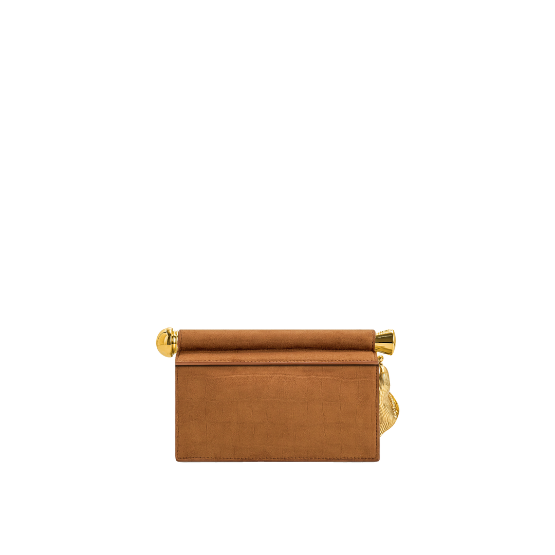 JW PEI Holly Faux Suede Metal Pendant Embellished Clutch - Brown