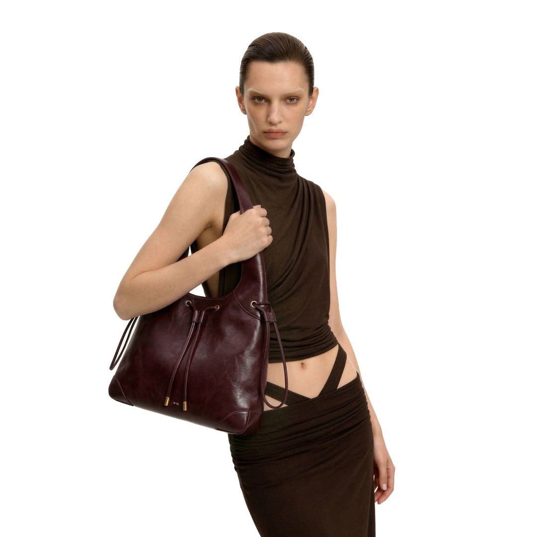 JW PEI Celandra Drawstring Hobo Bag - Deep Burgundy