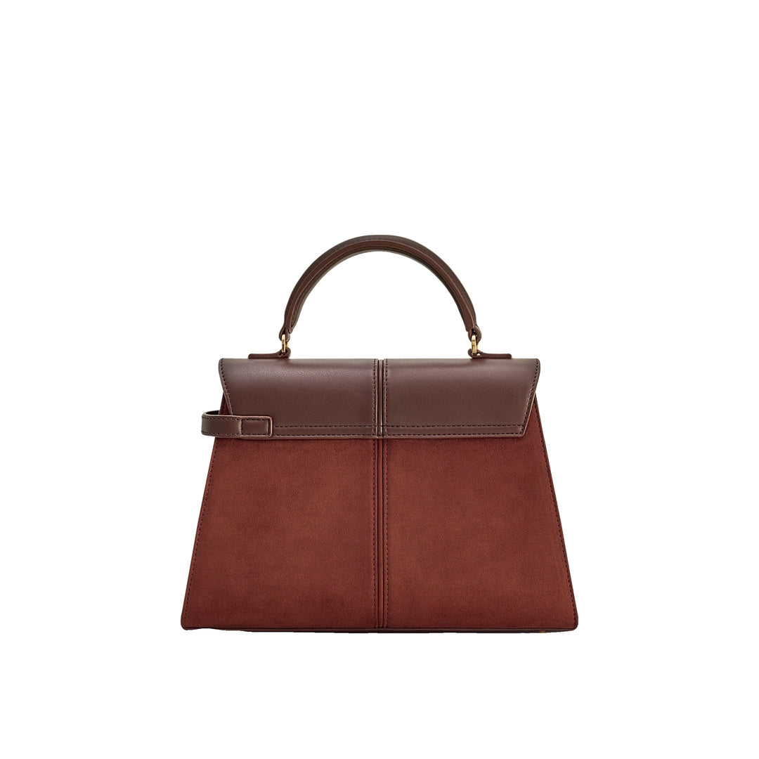 JW PEI Elise Large Faux Suede Top Handle Bag - Mocha Brown