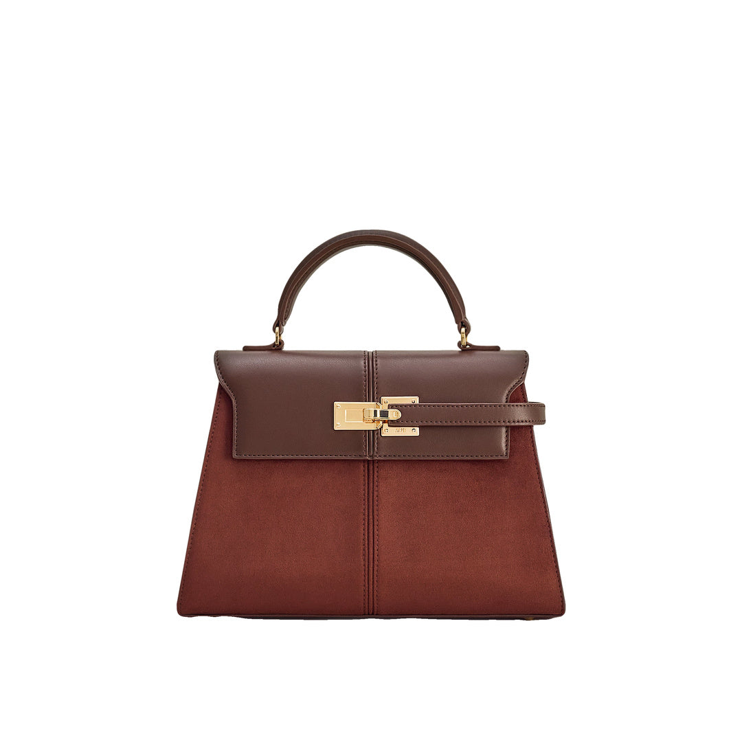 JW PEI Elise Large Faux Suede Top Handle Bag - Mocha Brown