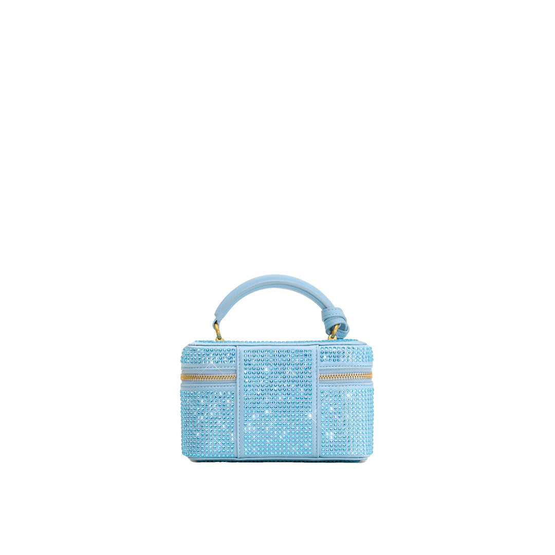 JW PEI Cleo Artificial Crystal Box Shape Top Handle Bag - Blue