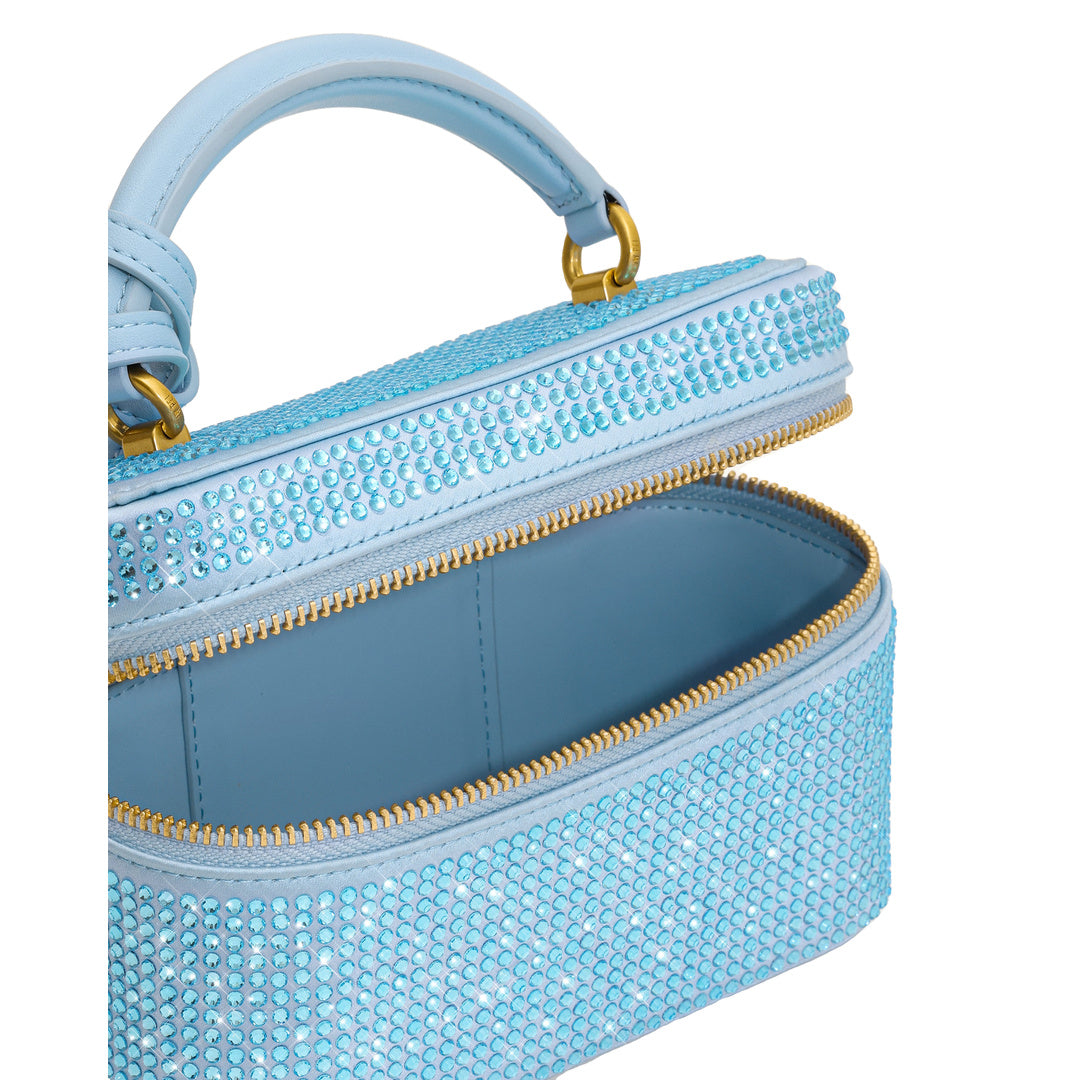 JW PEI Cleo Artificial Crystal Box Shape Top Handle Bag - Blue