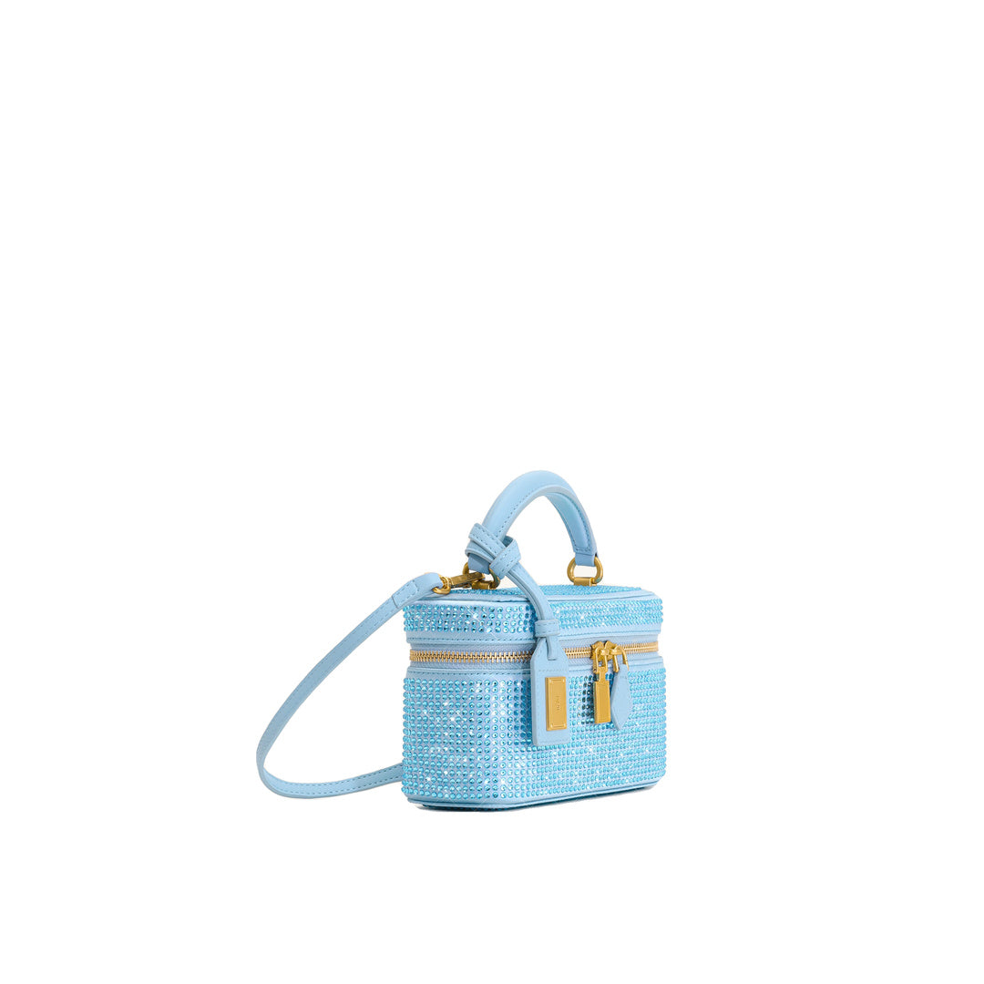 JW PEI Cleo Artificial Crystal Box Shape Top Handle Bag - Blue