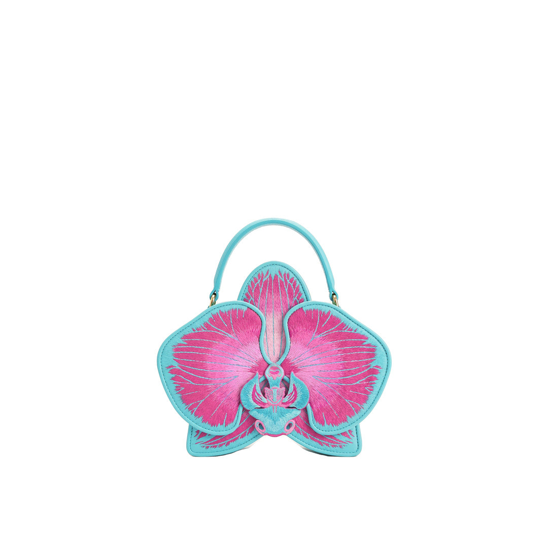 JW PEI Flora Orchid Shaped Top Handle Bag - Pink Blue
