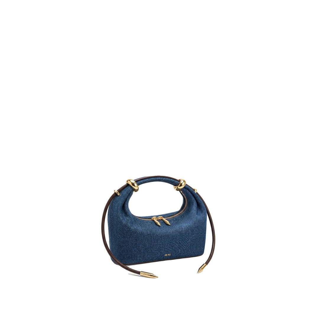 JW PEI Ellie Metal Ring Embellished Top Handle Bag - Blue Denim
