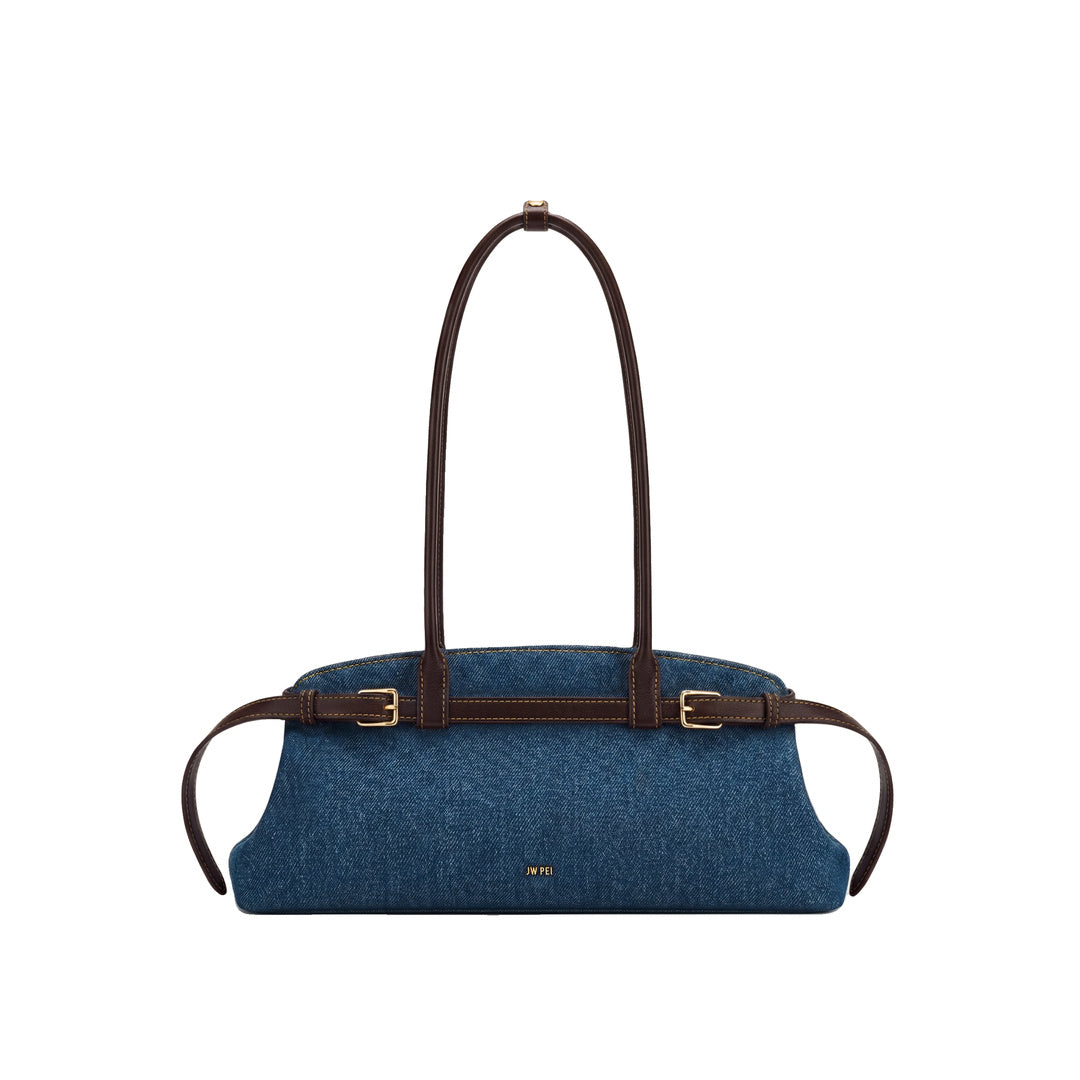 JW PEI Arden Belt Detail East-West Shoulder Bag - Blue Denim