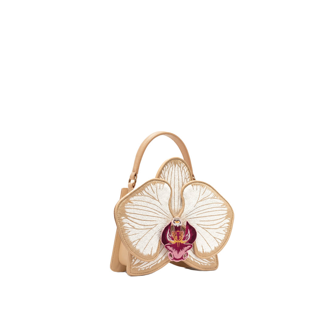 JW PEI Flora Orchid Shaped Top Handle Bag - Champagne