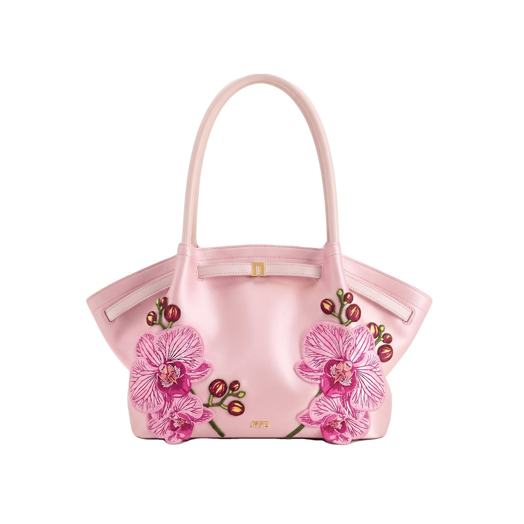 JW PEI Hana Large Orchid Embroidered Tote Bag - Pink