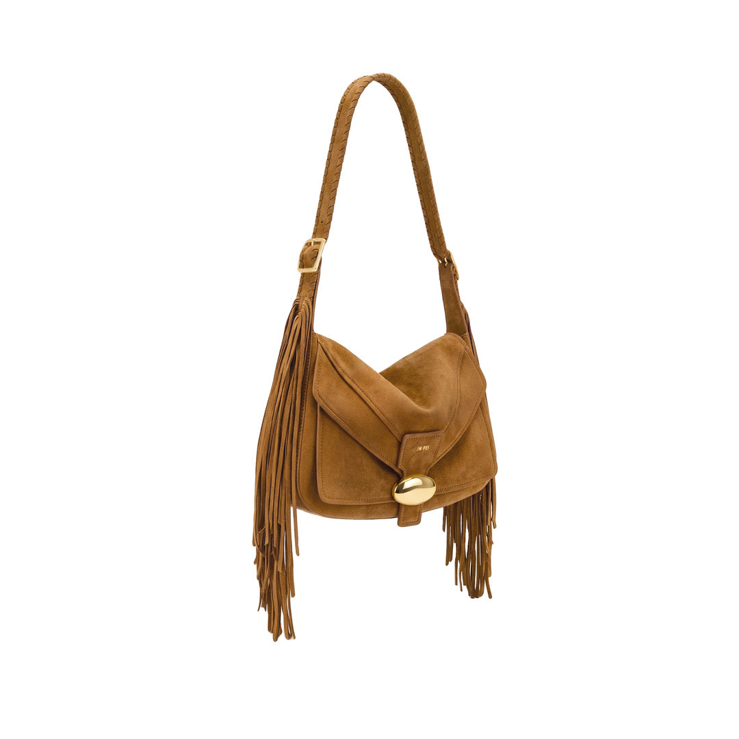 JW PEI Avery Fringe Faux Suede Shoulder Bag - Brown
