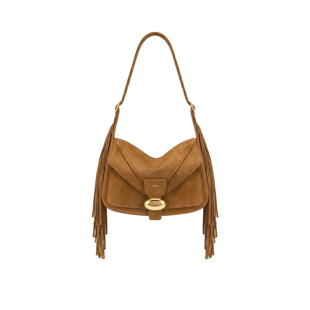 JW PEI Avery Fringe Faux Suede Shoulder Bag - Brown