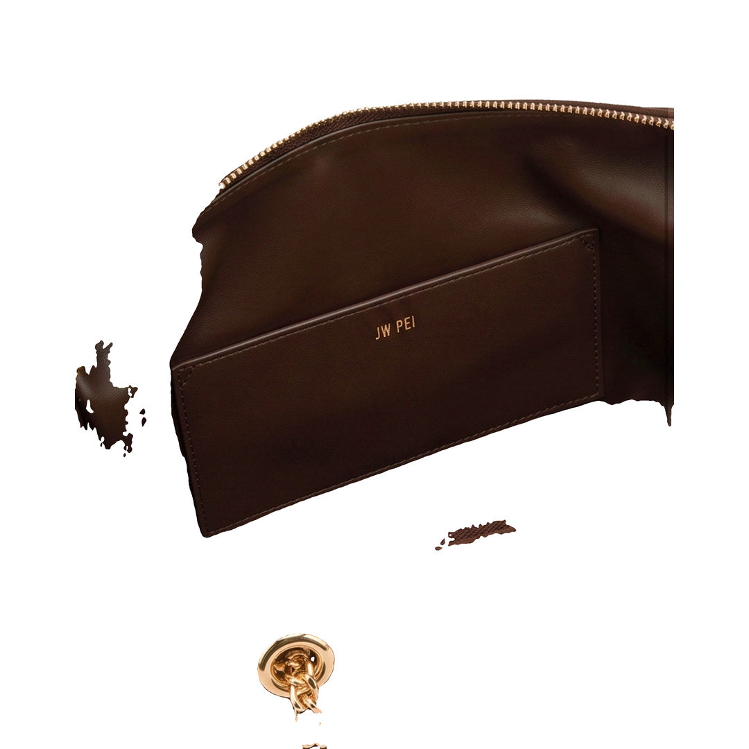 JW PEI Mireya Faux Suede Chain Shoulder Bag - Dark Brown