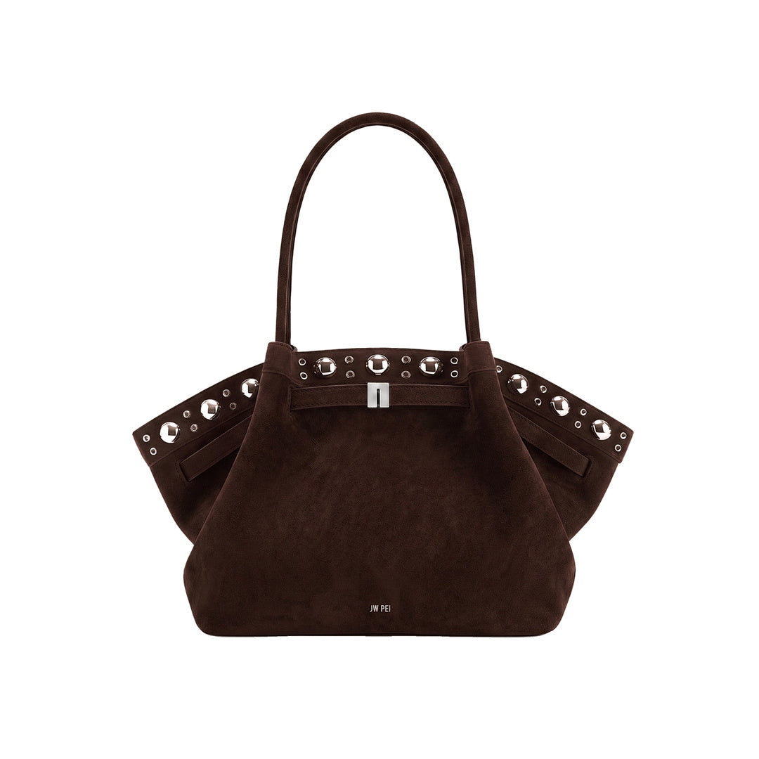 JW PEI Hana Large Faux Suede Tote Bag - Deep Brown