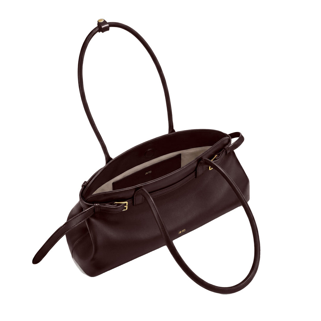 JW PEI Arden Belt Detail East-West Shoulder Bag - Dark Brown