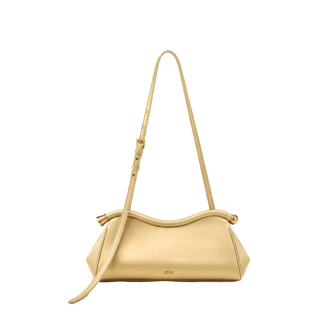 JW PEI Naomi Satin Curved Shoulder Bag - Champagne Gold