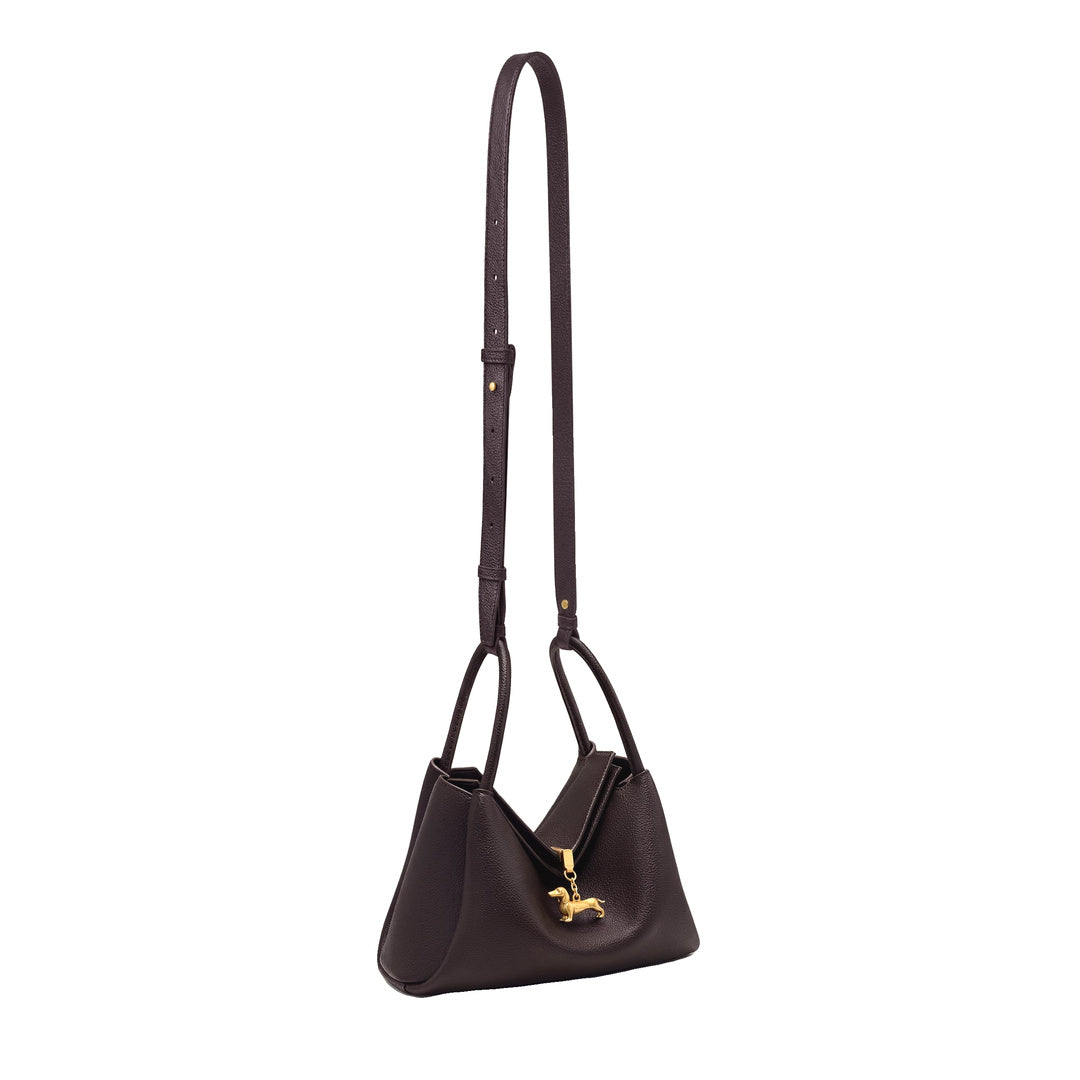 JW PEI Maelle Dachshund Charm Double Handle Bag - Dark Brown