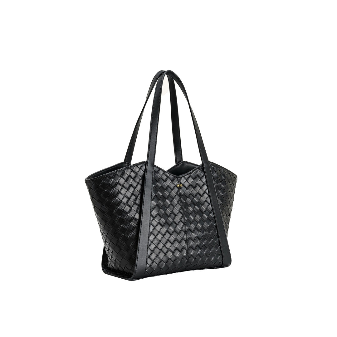 JW PEI Kiana Large Capacity Weave Texture Tote Bag - Black