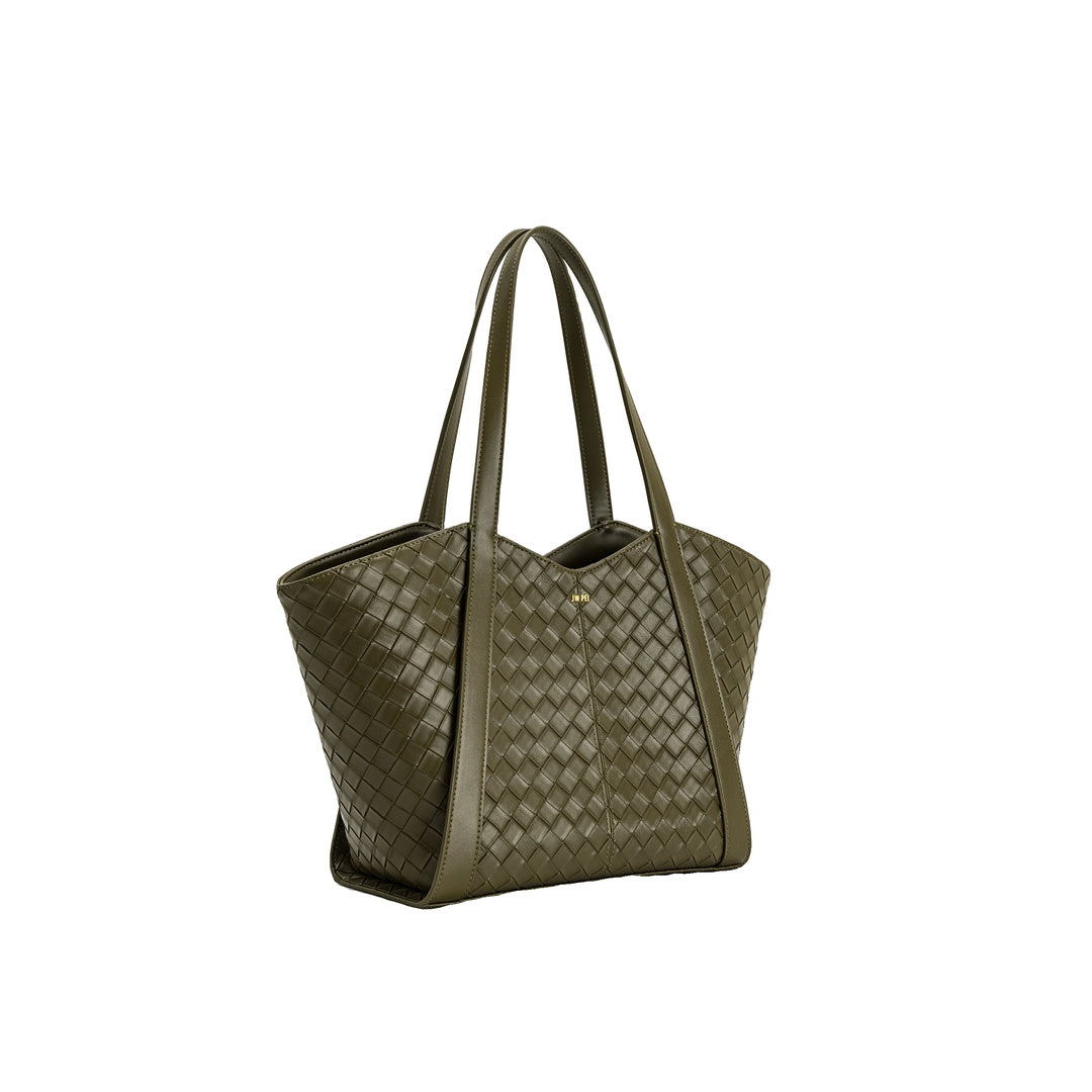JW PEI Kiana Large Capacity Weave Texture Tote Bag - Dark Olive