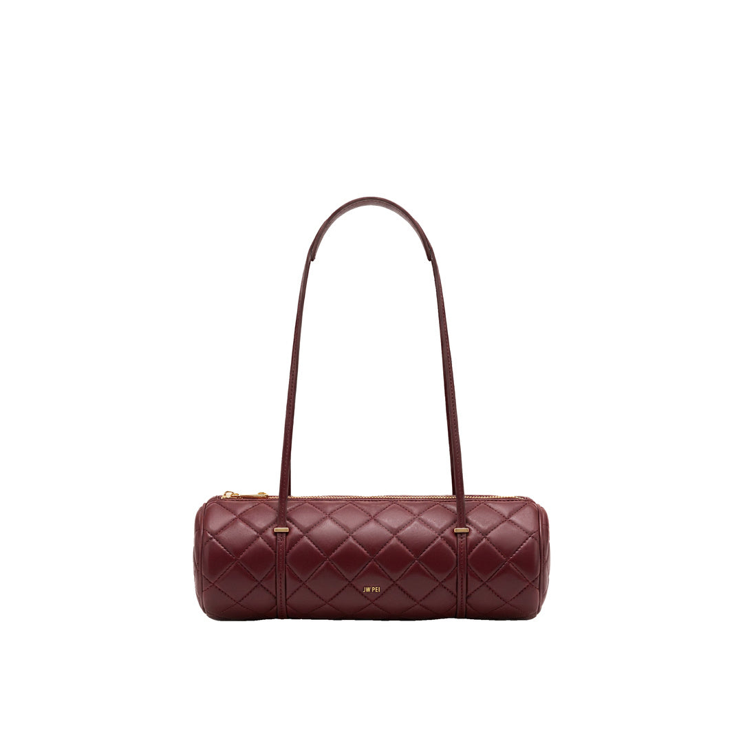 JW PEI Marcella Quilted Cylinder Shoulder Bag - Burgundy