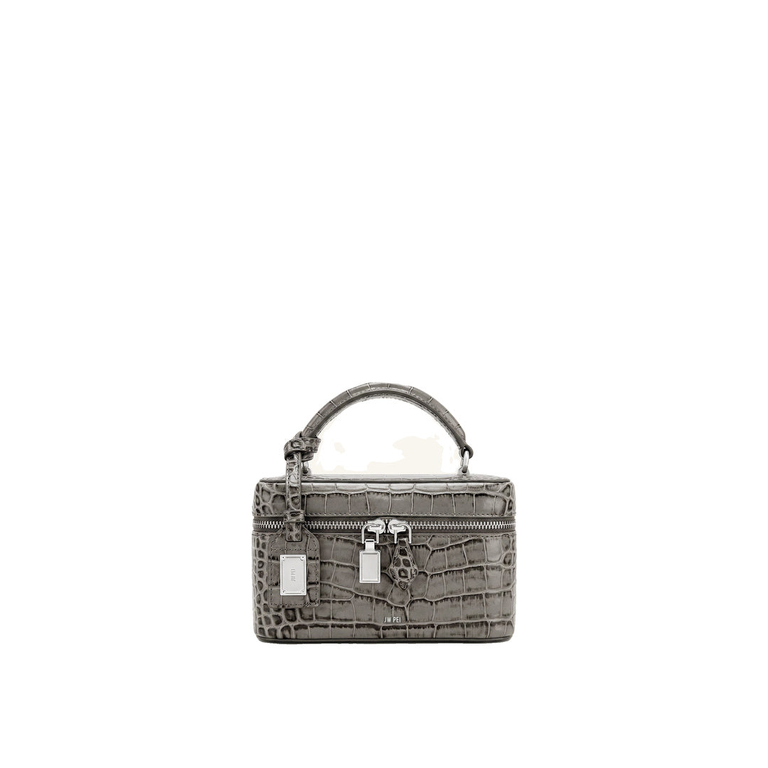 JW PEI Cleo Box Shape Top Handle Bag - Grey Croc