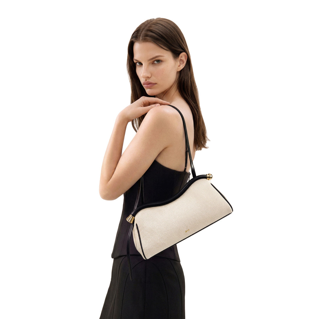 JW PEI Naomi Curved Shoulder Bag - Black Canvas