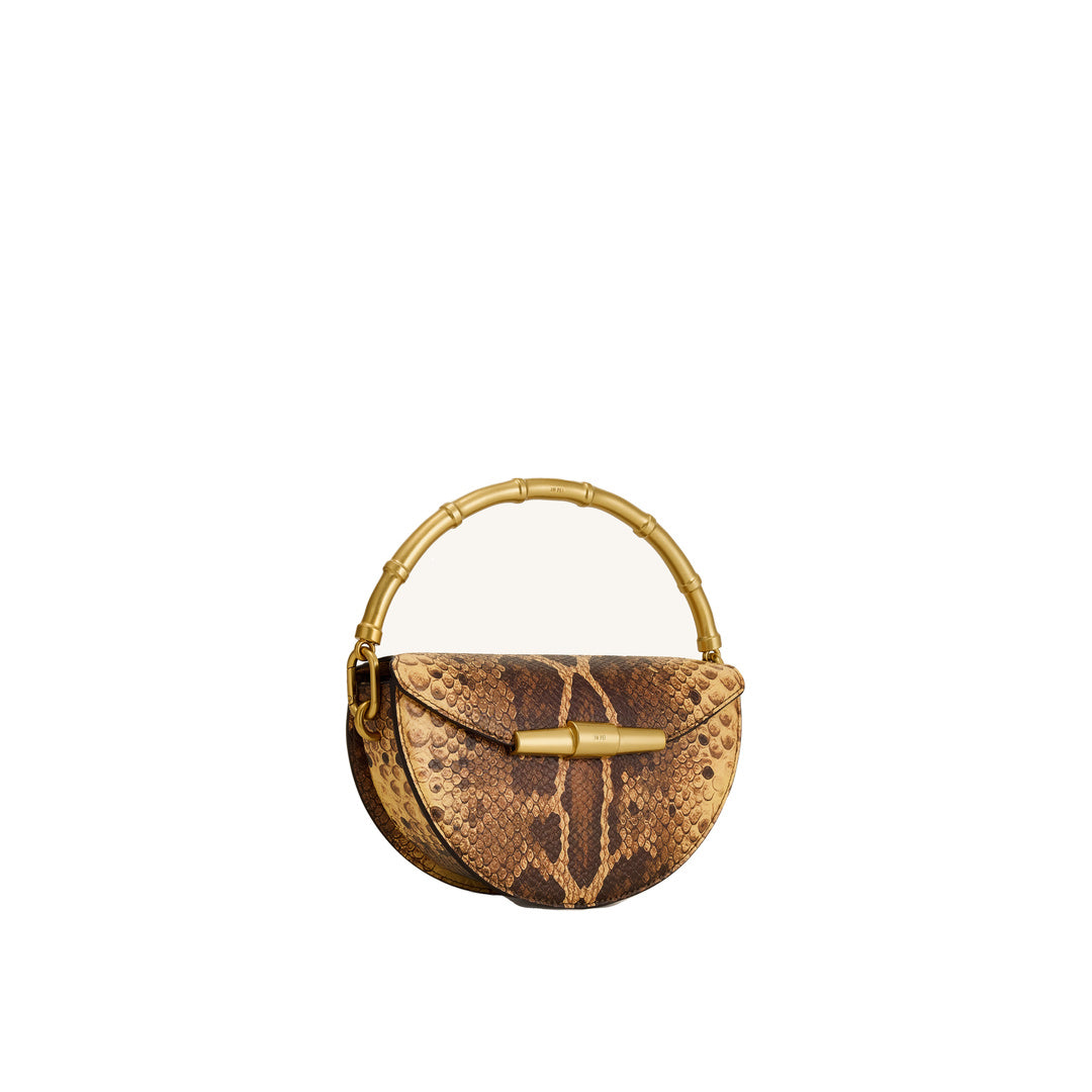 JW PEI Sylvie Snake Print Half-Moon Top Handle Bag - Yellowish Brown
