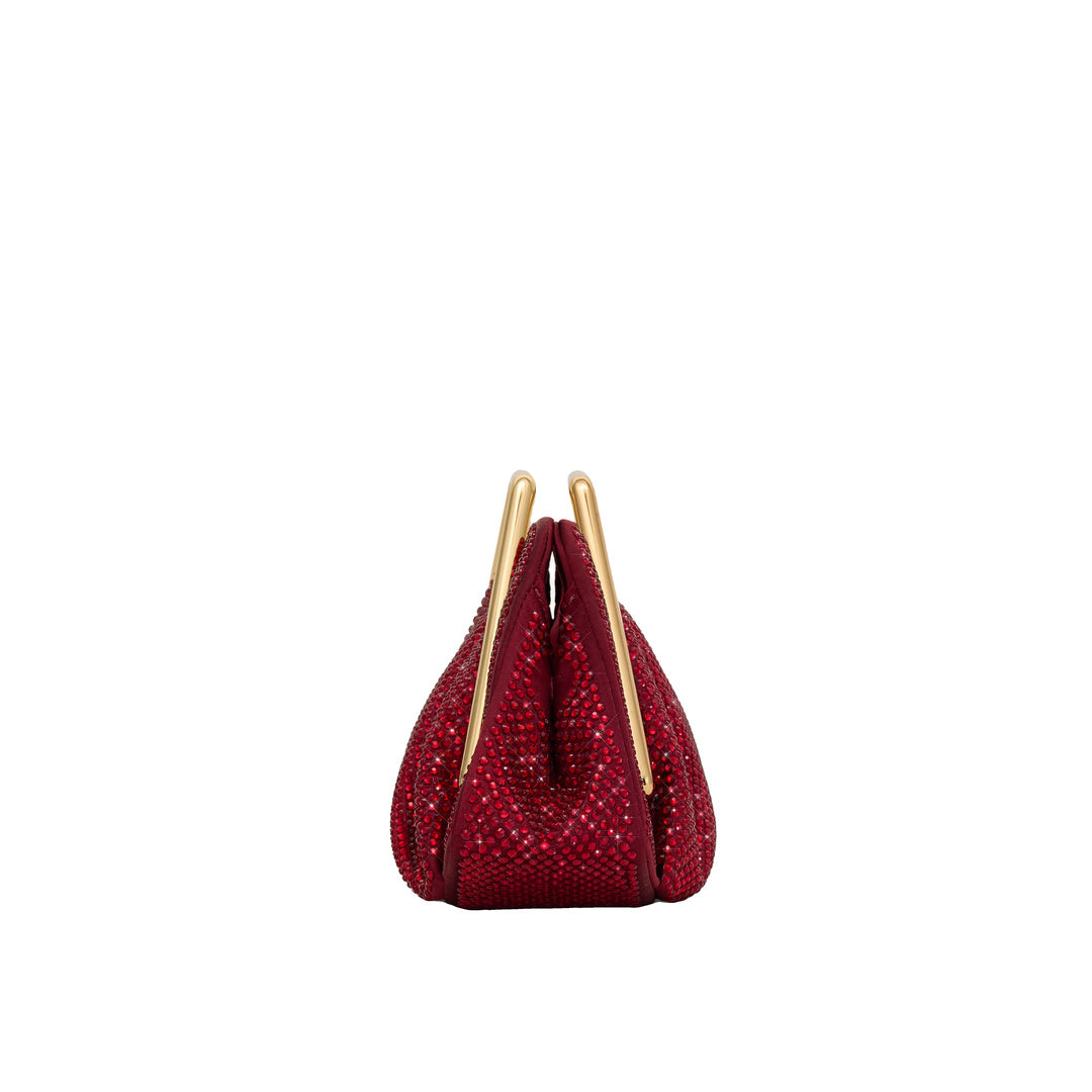 JW PEI Lila Artificial Crystal Metal Frame Clutch - Red