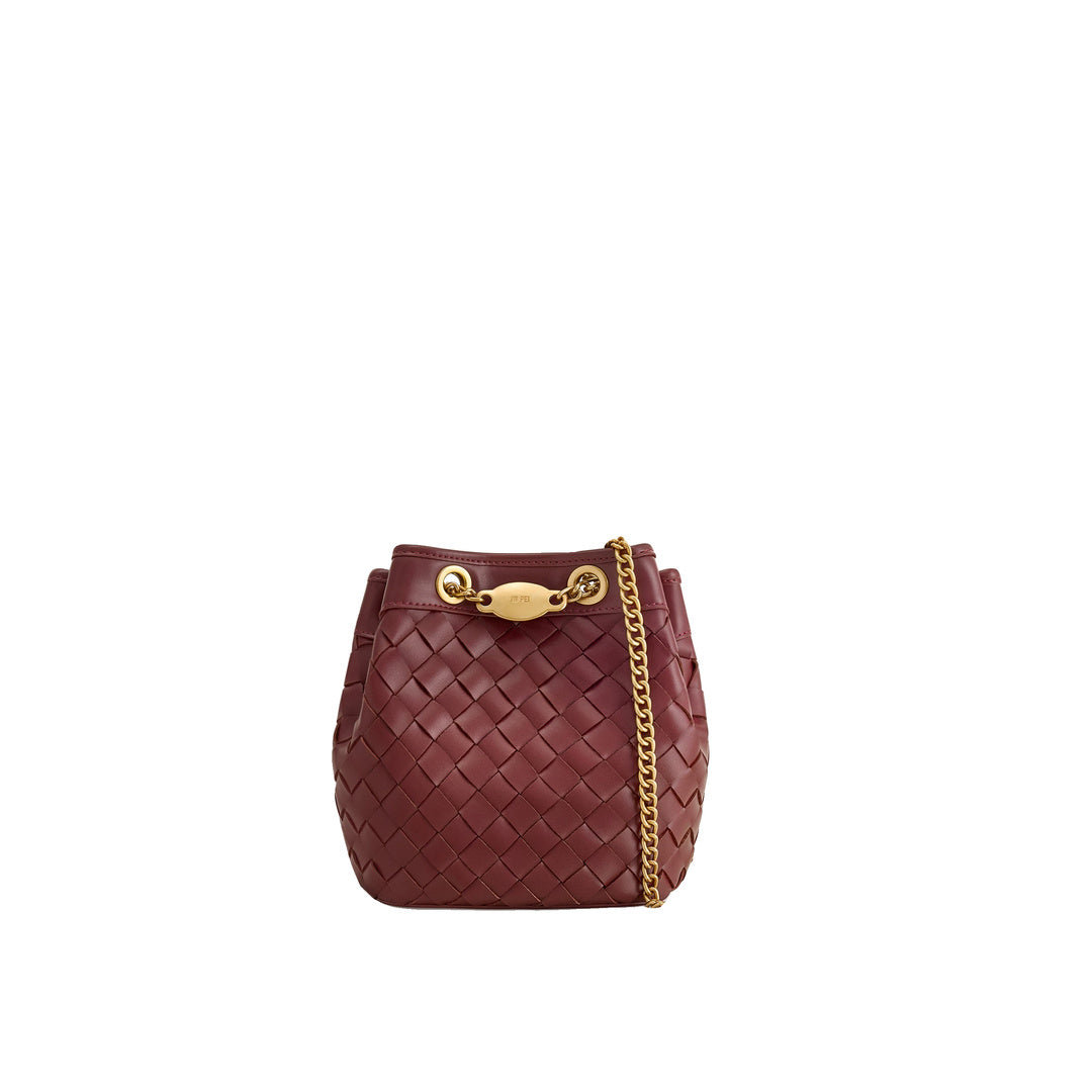 JW PEI Yara Hand-Woven Bucket Bag - Burgundy