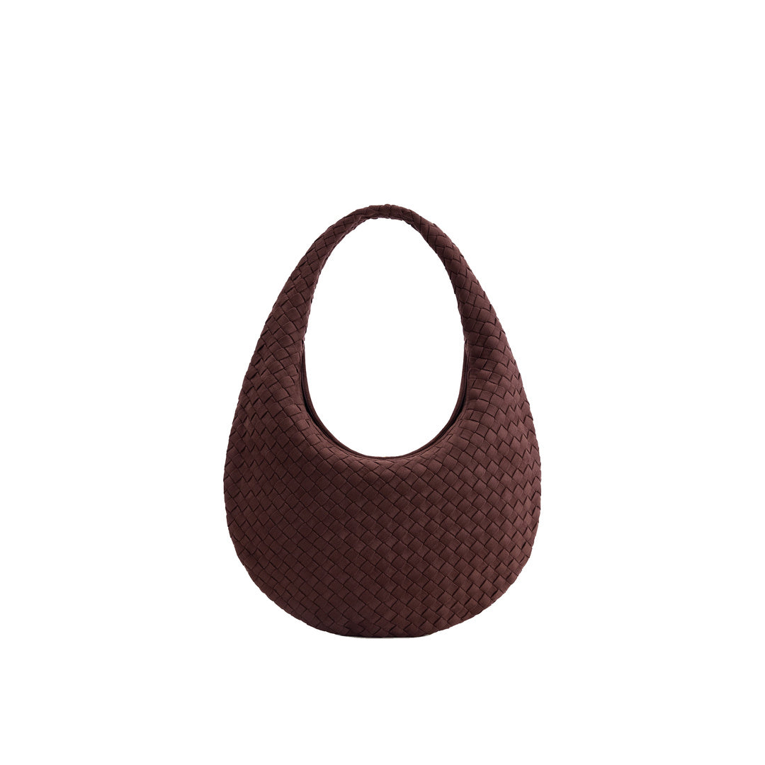 JW PEI Nola Faux Suede Woven Hobo Shoulder Bag - Dark Mocha
