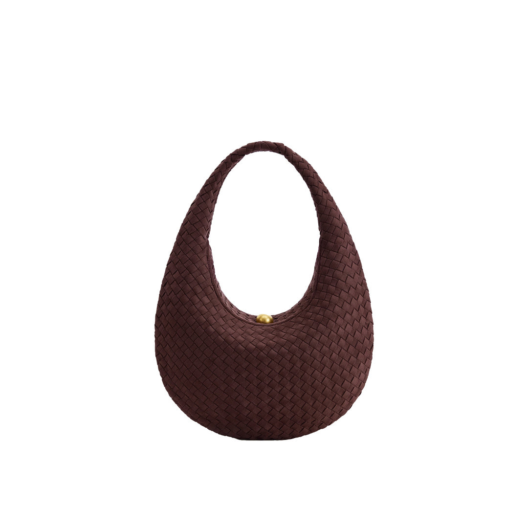 JW PEI Nola Faux Suede Woven Hobo Shoulder Bag - Dark Mocha