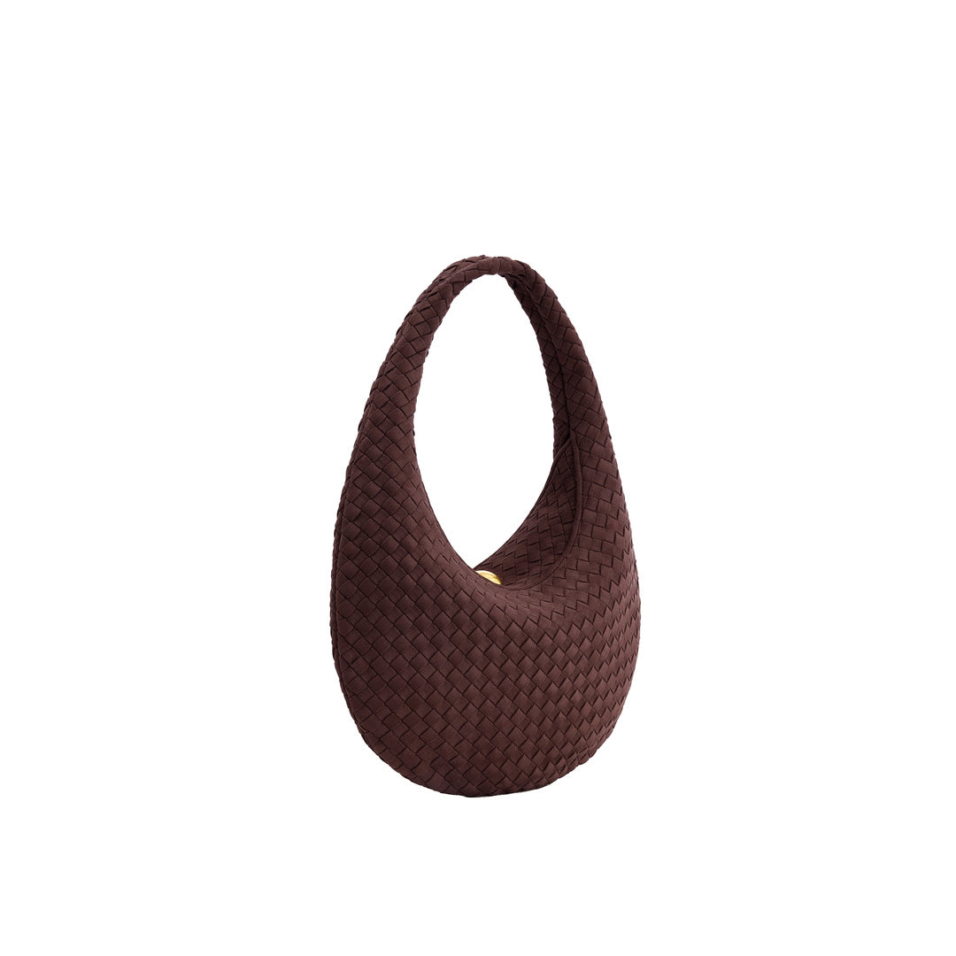 JW PEI Nola Faux Suede Woven Hobo Shoulder Bag - Dark Mocha