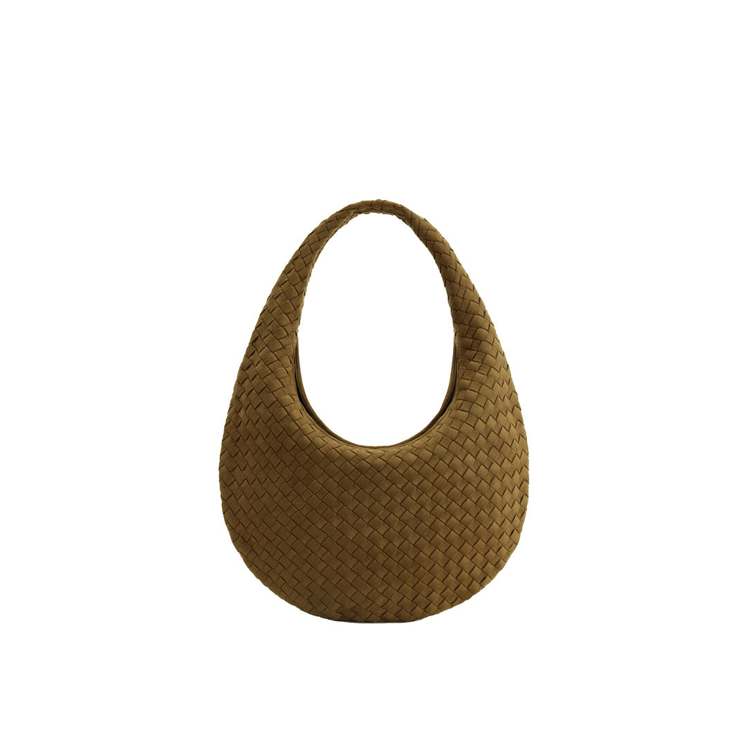 JW PEI Nola Faux Suede Woven Hobo Shoulder Bag - Olive Green