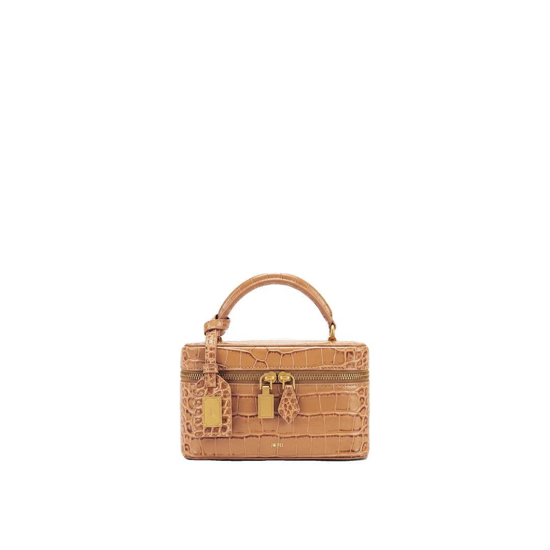 JW PEI Cleo Box Shape Top Handle Bag - Brown Croc