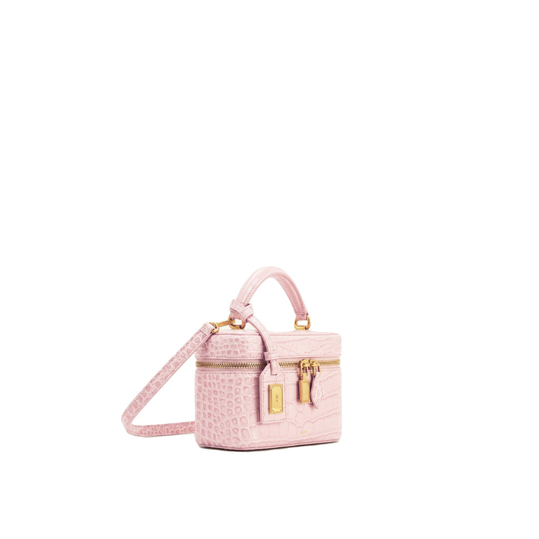 JW PEI Cleo Box Shape Top Handle Bag - Light Pink Croc