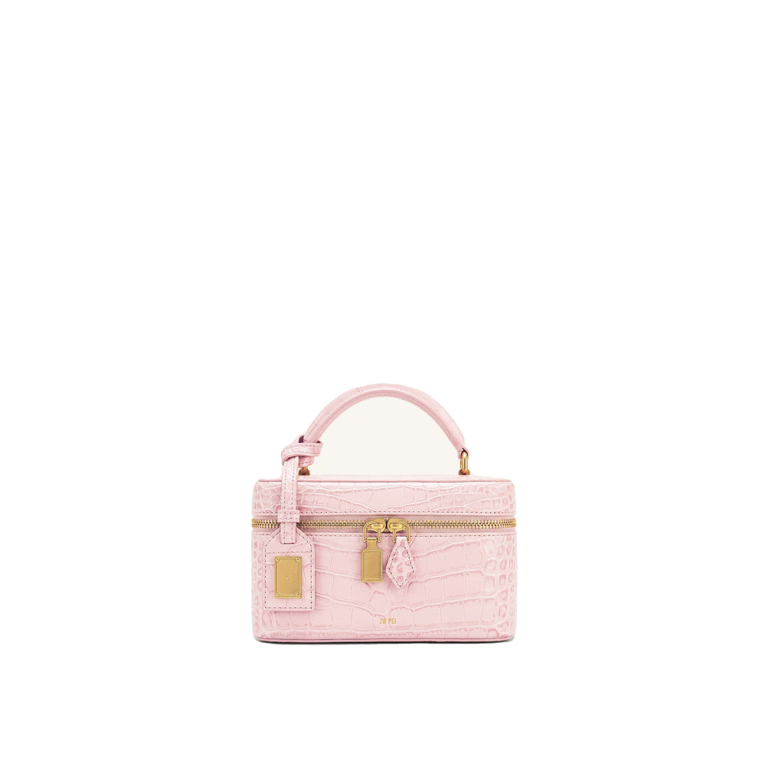 JW PEI Cleo Box Shape Top Handle Bag - Light Pink Croc