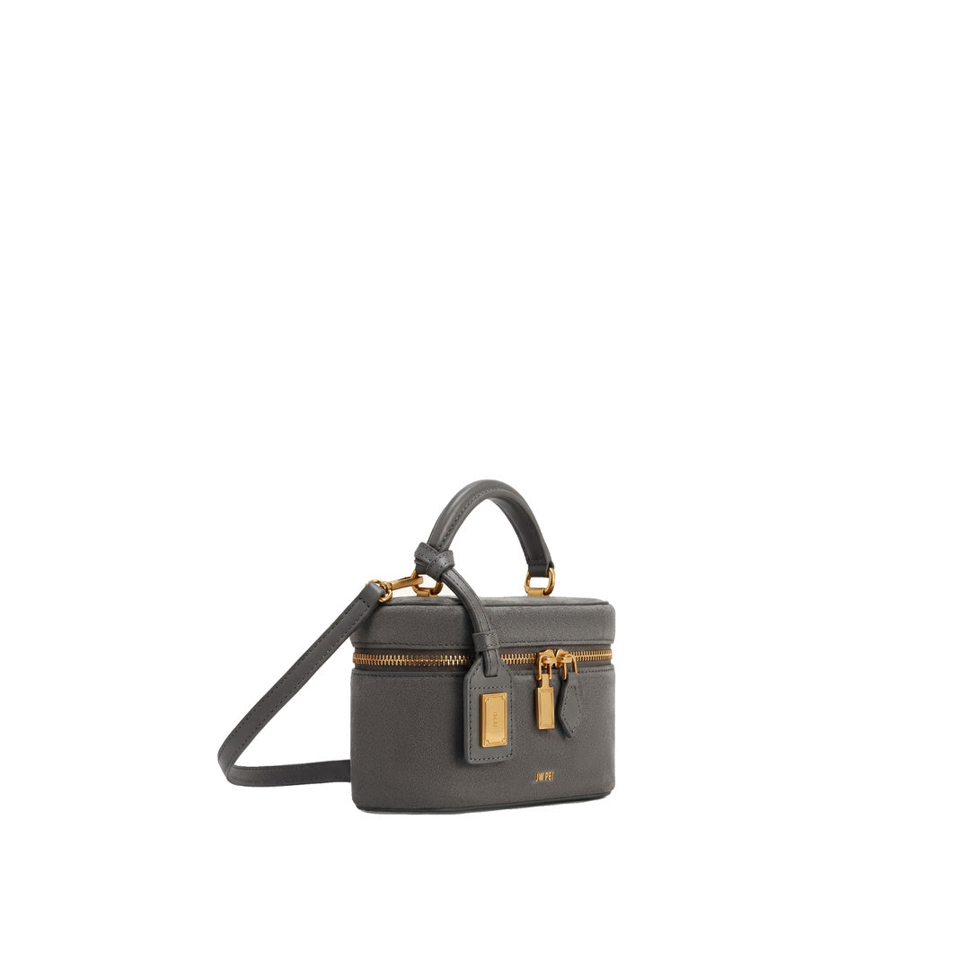 JW PEI Cleo Faux Suede Box Shape Top Handle Bag - Dark Gray