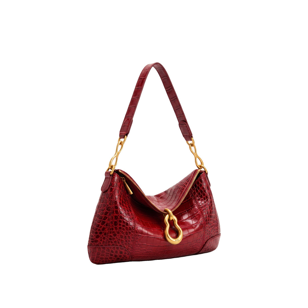 JW PEI Jayla Metal Pendant Embellished Shoulder Bag - Red Croc