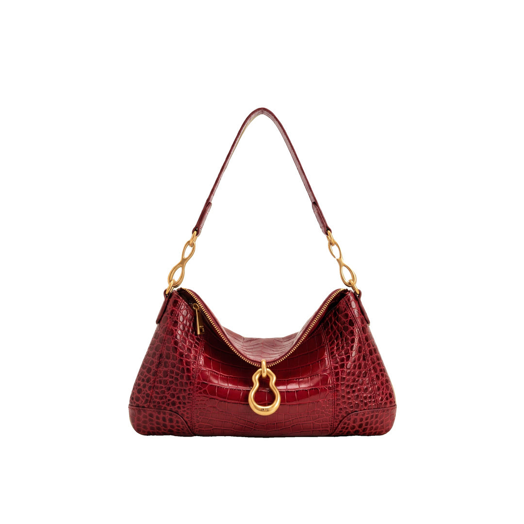 JW PEI Jayla Metal Pendant Embellished Shoulder Bag - Red Croc