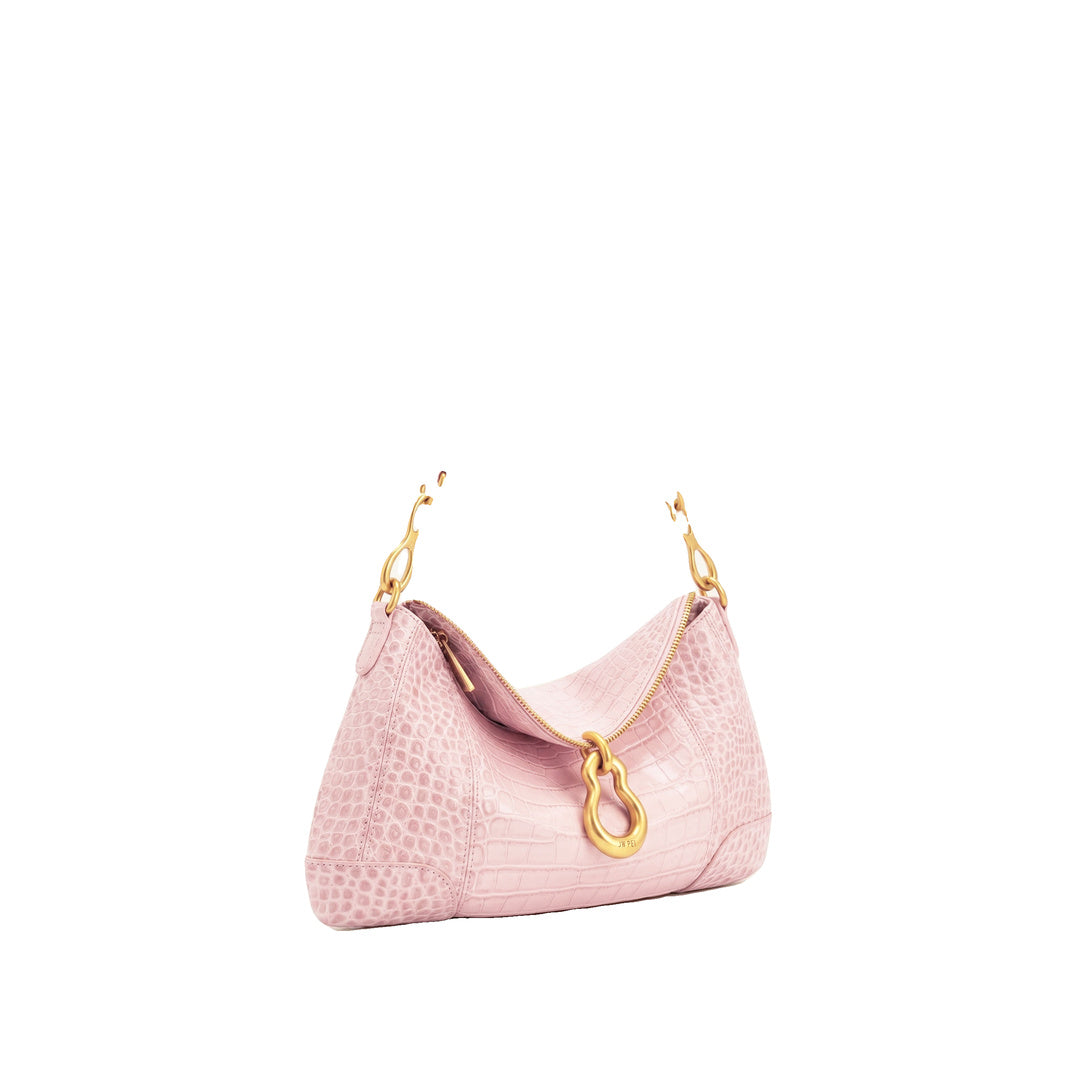 JW PEI Jayla Metal Pendant Embellished Shoulder Bag - Pink Croc