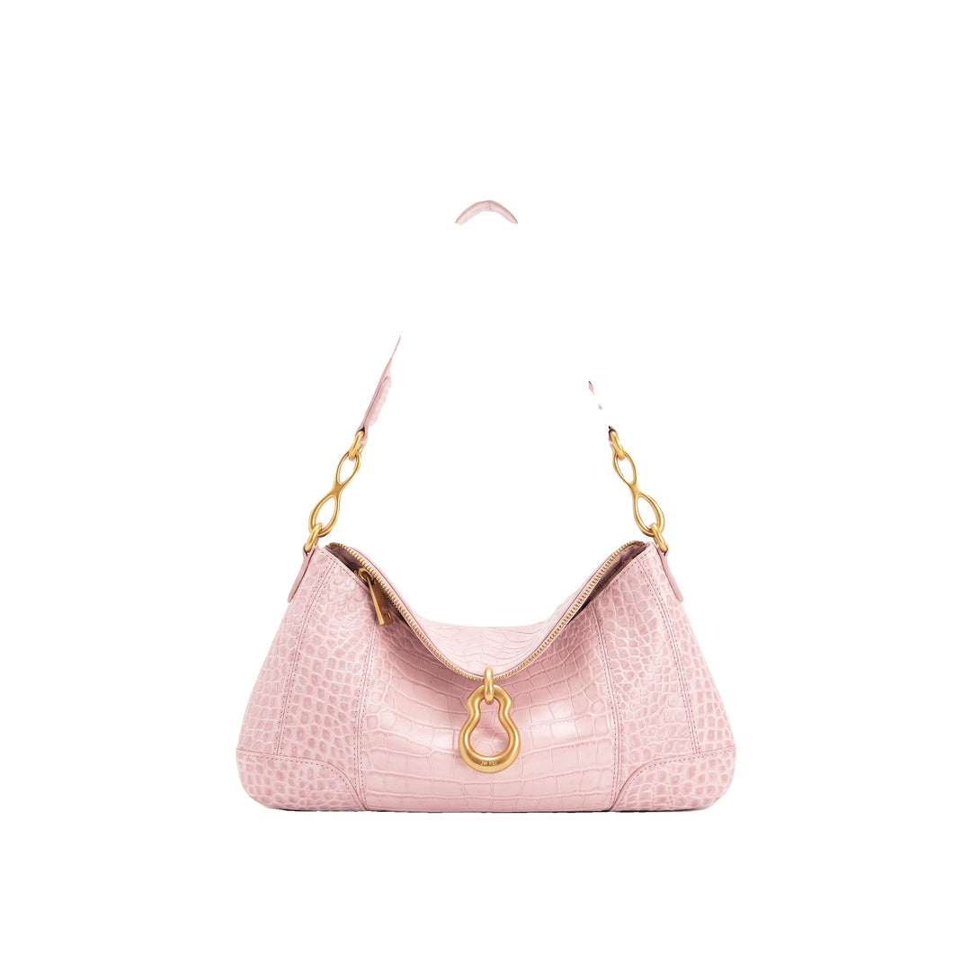JW PEI Jayla Metal Pendant Embellished Shoulder Bag - Pink Croc