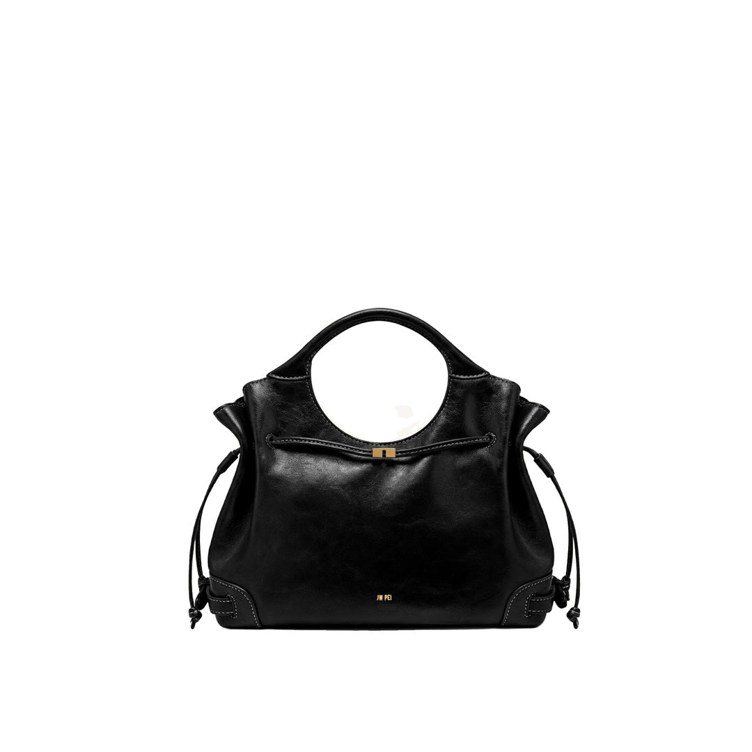 JW PEI Virelle Waxed Vegan Leather Drawstring Tote Bag - Black